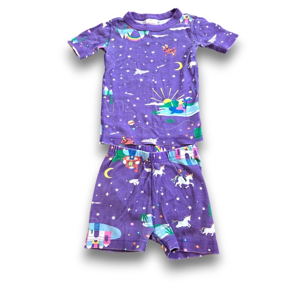 Hanna Andersson Purple Fantasy Short Sleeve Pajamas Set Girls Kids 100 US 4